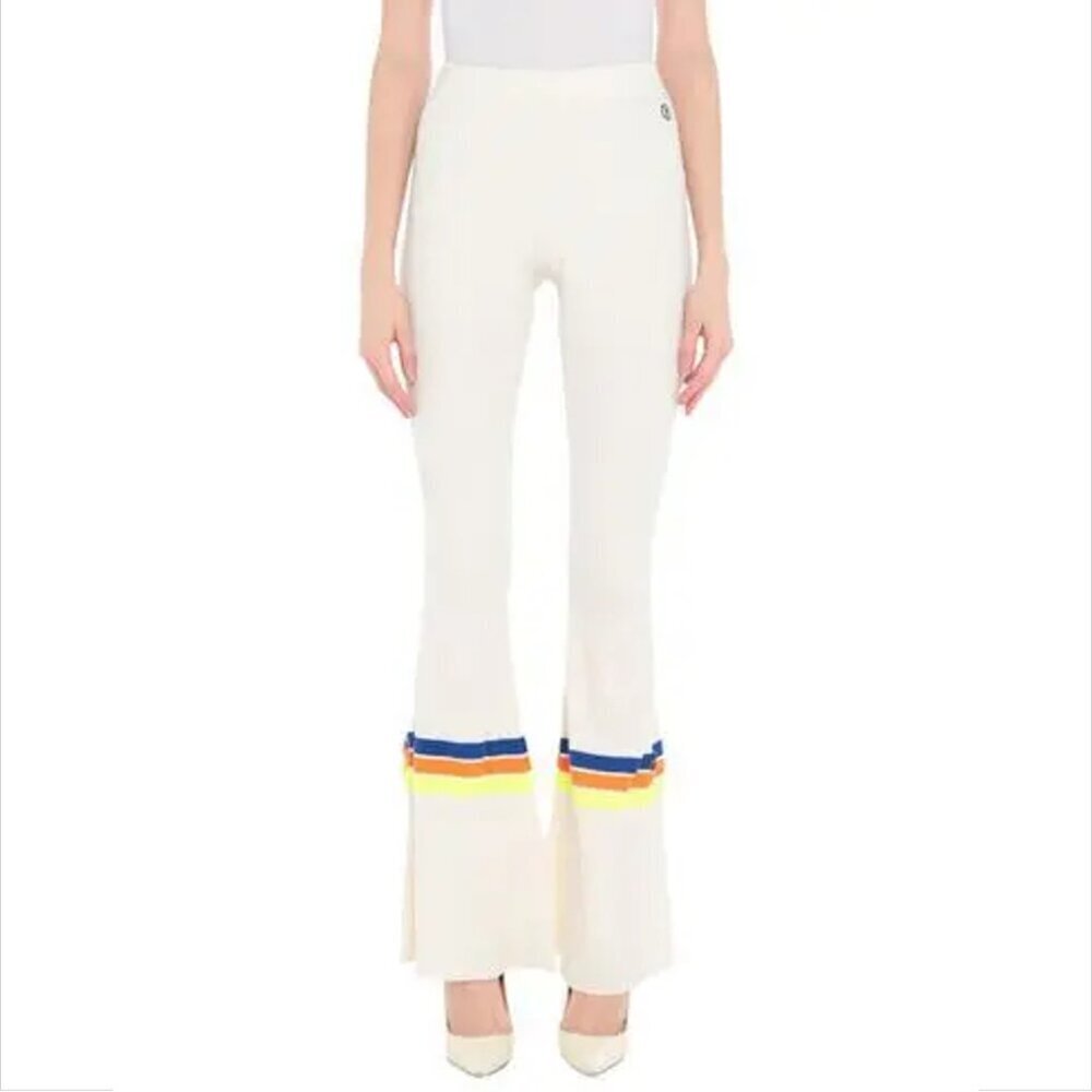 FillesAPapa flared ribbed stretch pants cream fringe orange blue yellow new 2 XS - Picture 8 of 8